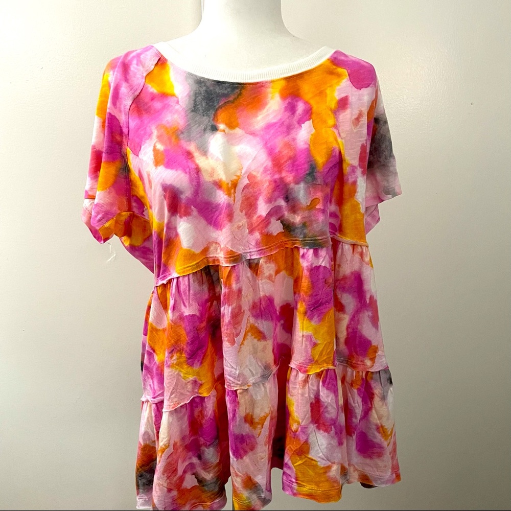 Watercolor Tie-Dye Tiered Babydoll - Picture 4 of 7